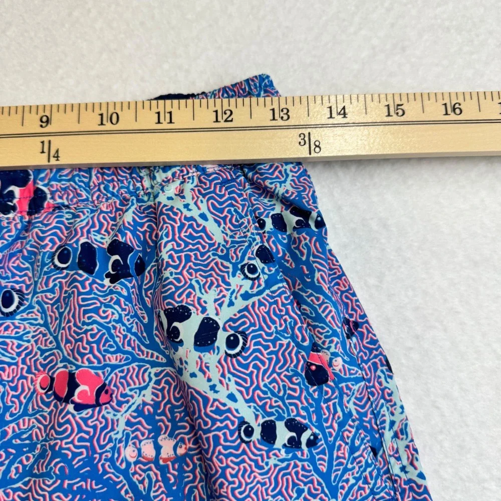 Peter Millar Swim Trunks Mens Small Blue Pink‎ Clownfish Coral Seaside Excellent